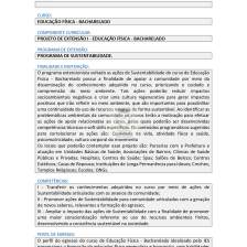 Projeto de extensão I - Educação Física – Bacharelado