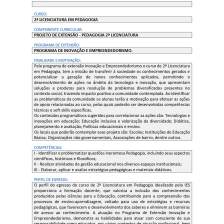 PROJETO DE EXTENSÃO - PEDAGOGIA 2ª LICENCIATURA