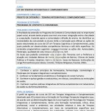 Projeto de Extensão I – Terapias Integrativas e Complementares