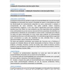 PROJETO DE EXTENSÃO - FORMAÇÃO PEDAGÓGICA EM EDUCAÇÃO FÍSICA