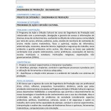 PROJETO DE EXTENSÃO I - ENGENHARIA DE PRODUÇÃO