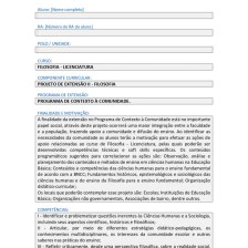 Projeto de Extensão II – Filosofia