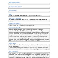 Projeto de Extensão II – Blockchain, Criptomoedas e finanças na era digital