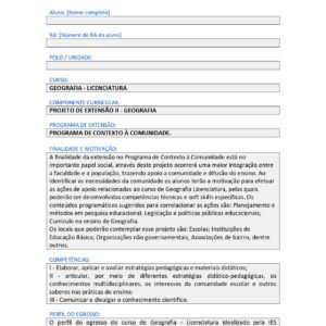 Projeto de Extensão II - Geografia
