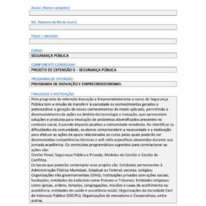 Projeto de Extensão II - Segurança Pública - Programa de Inovação e Empreendedorismo