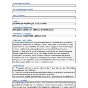 Projeto de Extensão I - Sistemas de Informação