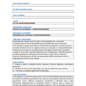 Projeto de Extensão II - Empreendedorismo