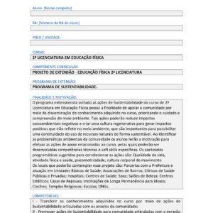PROJETO DE EXTENSÃO - EDUCAÇÃO FÍSICA 2ª LICENCIATURA