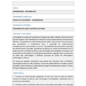 Projeto de extensão I Enfermagem
