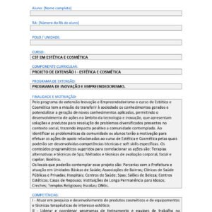 Projeto de extensão I - Estética e Cosmética