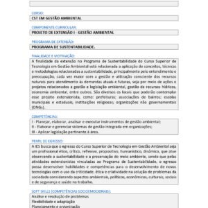 PROJETO DE EXTENSÃO I - GESTÃO AMBIENTAL
