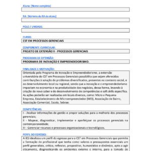 Projeto de Extensão II - Processos Gerenciais