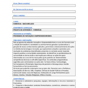 Projeto de Extensão II - Farmácia
