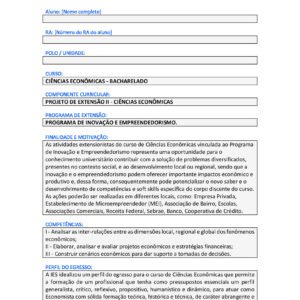 Projeto de Extensão II - Ciências Econômicas