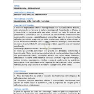 Projeto de extensão I Criminologia