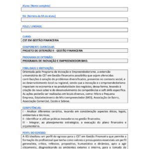 Projeto de Extensão II - Gestão Financeira
