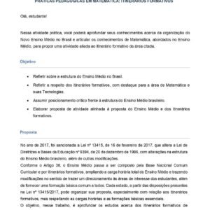 Práticas pedagógicas em Matemática: itinerários formativos