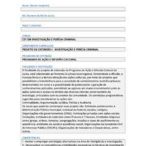 Projeto de Extensão I - Investigação e Perícia Criminal