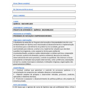 Projeto de Extensão III Química Bacharelado