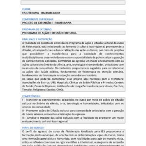 PROJETO DE EXTENSÃO I - FISIOTERAPIA