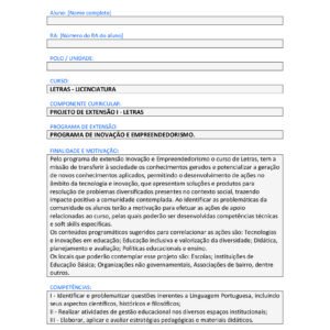Projeto de extensão I Letras