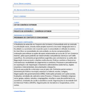 Projeto de Extensão II - Comércio Exterior