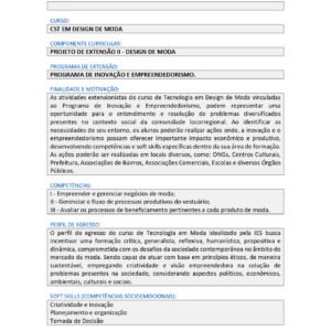 Projeto de extensão II Design de Moda