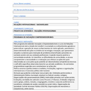 Projeto de Extensão II - Relações Internacionais