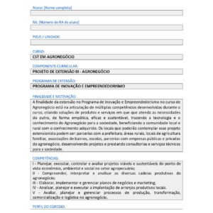 Projeto de Extensão III Agronegócio