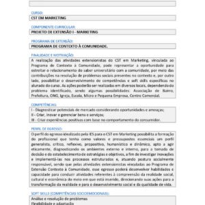 PROJETO DE EXTENSÃO I - MARKETING